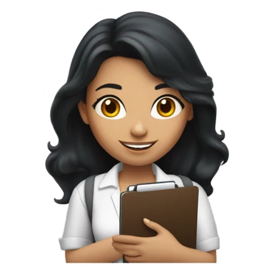 Latina with jet black hair, brunette girl, and a girl with bright red hair all conducting surveys on clipboards and ipads sticker