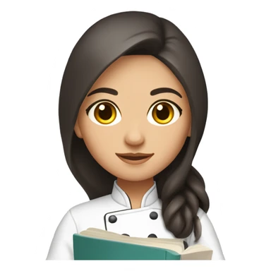 Uzbek cute female chef with cookbook and long dark brown hair and dark brown eyes sticker