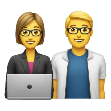 2 personnes devant un ordinateur sticker