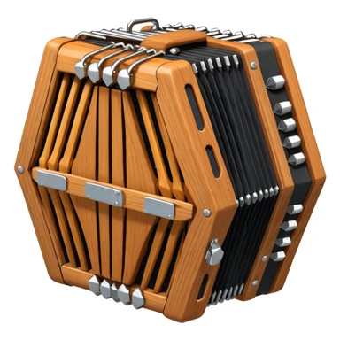 an anglo-concertina with hexagonal end plates and bellows, detailed, cheerful, perfect for chat emoji sticker