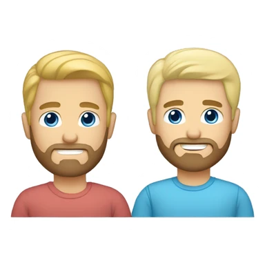 Gay male couple. One Blond hair and blue eyes. The other one has dark hair and brown eyes and a beard.  sticker