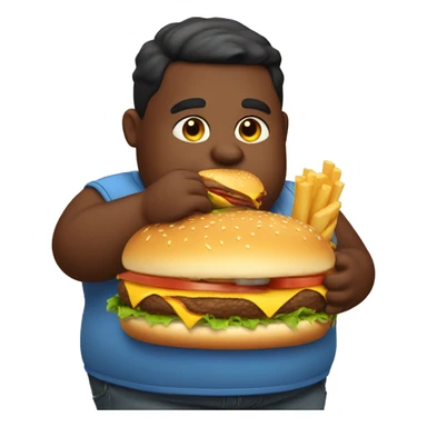 fat boy eating a burger sticker