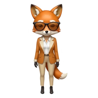 serious anthropomorphised female fox in stylish outfit with sunglasses, back facing the viewer, head down, extremely sad and dejected posture and expression, full-body view sticker