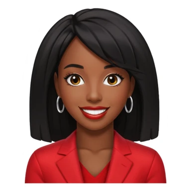 Kelly Rowland with black hair, red outfit sticker
