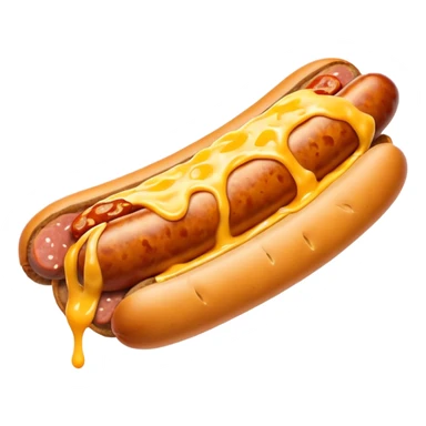 make a picture of a sausage that has been cut in half and melted cheese is coming out of the sausage sticker