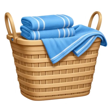 laundry basket with blue towels sticker