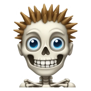 skeleton with spiky hair smiling blue eyes sticker