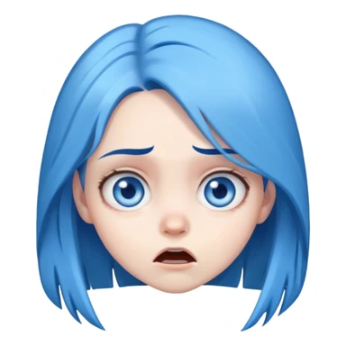 girl with blue hair and eyes scared sticker
