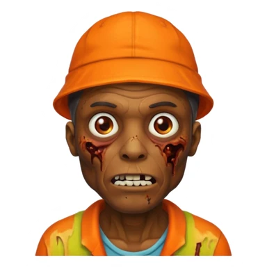 zombie black man in orange hats sticker