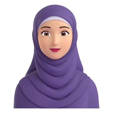 memoji style emoji of a woman wearing a hijab, friendly expression sticker