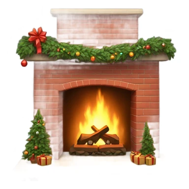 Red brick christmas fireplace sticker