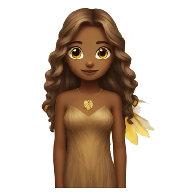 big wings, sunflower, Beautiful, fairy, gold, brown, long hair sticker