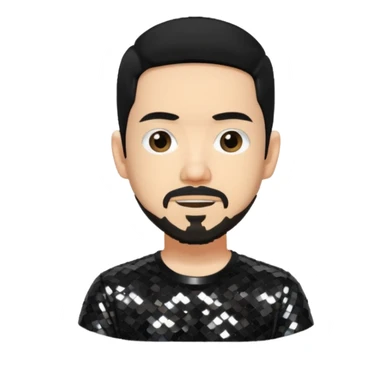 Mike Shinoda with black hair, black sequin shirt sticker