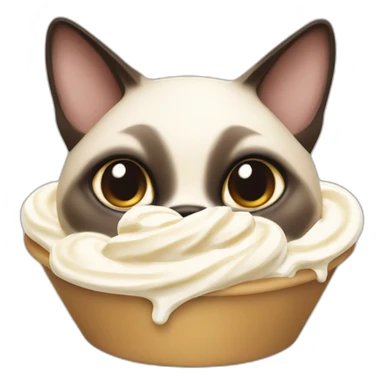A Siamese cat eating whipped cream sticker