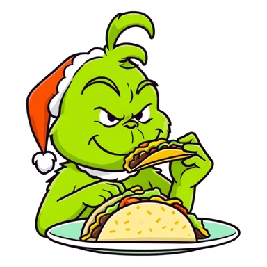 The grinch eating Birria tacos in summer sticker