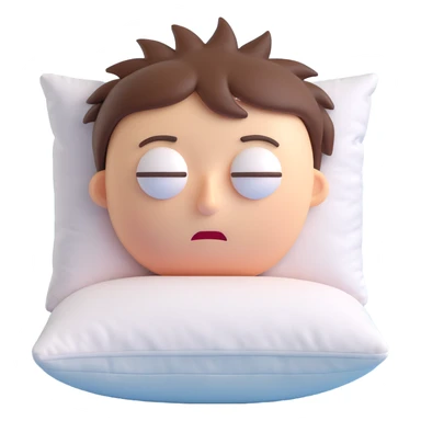 sleepy face with bedhead, one eye half open, pillow marks sticker