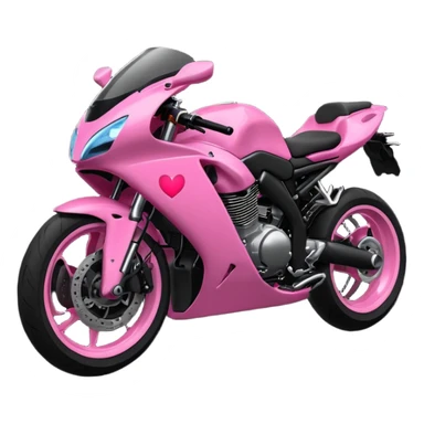 moto sportiva con un cuore rosa fluorescente che sfuma verso il nero sticker