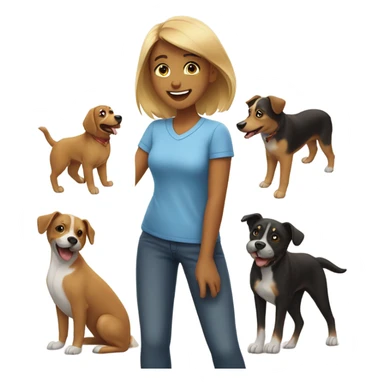Girl and dogs  sticker