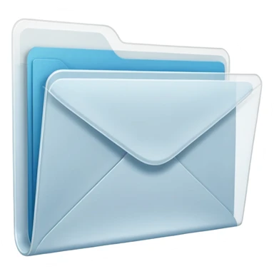 A simple emoji-style icon of a transparent white plastic folder, minimal and clean, with a visible envelope inside labeled “Henry Ballester”, subtle translucency, rounded corners, and soft shading. sticker
