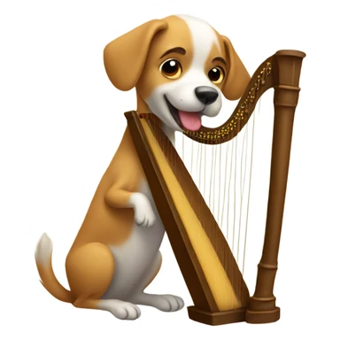 A dog playing the harp sticker
