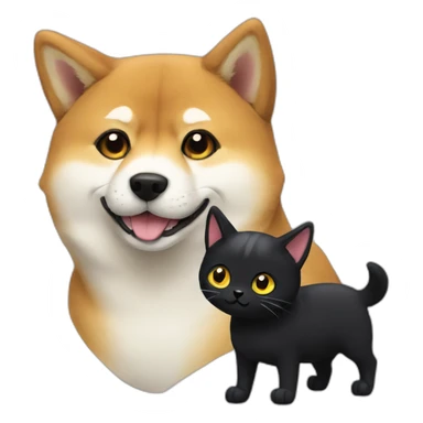 shibainu and black cat sticker