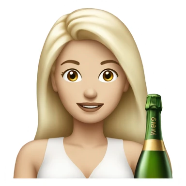 Pretty white blonde woman with champagne sticker