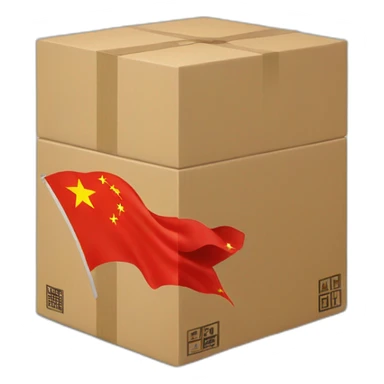 a big sized box with a mark of flag of china, 30 degree rotated to the left sticker