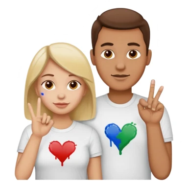 a couple the man has a shirt that says i love to finger paint and the womans shirt says am paint sticker