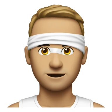 Man’s face covered in white slip sticker