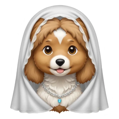 dog with white veil sticker