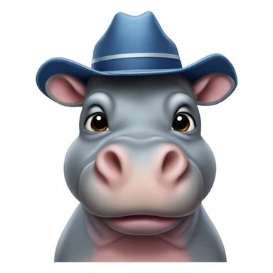 Hippo with star eyes wearing a cowboy hat with a bow sticker