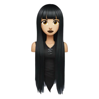 Long Black hair goth with bangs sticker