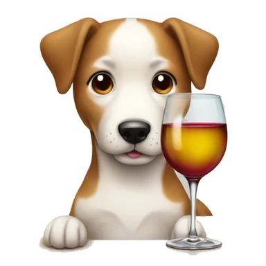 dog drinking wine sticker