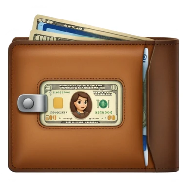 portefeuille marron avec billet et carte bancaire sticker