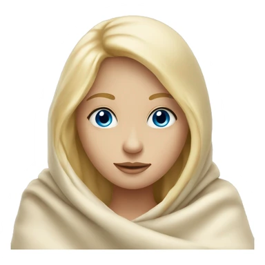 blonde girl with blue eyes underneath a cream colored blanket  sticker
