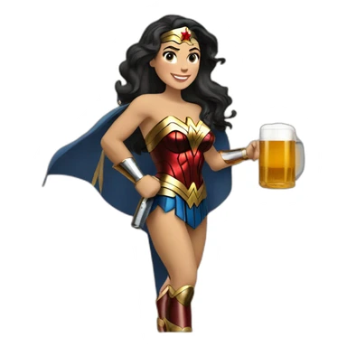 Wonder woman qui boit de la bière sticker