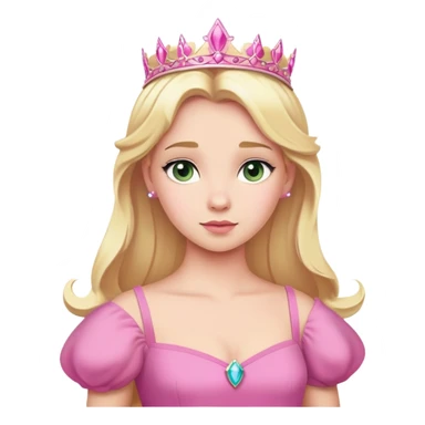 Aurora princess from hips up, pink dress, blonde hair, minimal style, larger size sticker