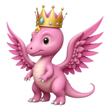 pink baby dinossaur with wings with a crown side view sticker