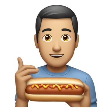 Chinese man eating hot dog sticker