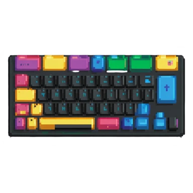 Keyboard with colorful keys, programming logo sticker