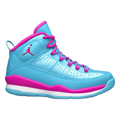 Realistic metallic sky blue and hot pink Jordan basketball sneakers. sticker