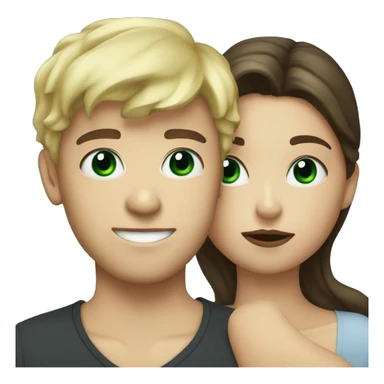 Blonde boy green eyes kissing brunette with blue eyes sticker