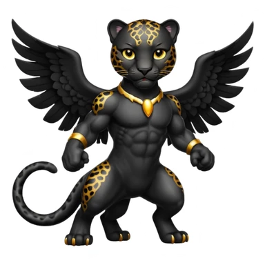 winged black leopard roaring sticker