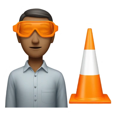 Human with orange trafic cone in front of his eyes sticker