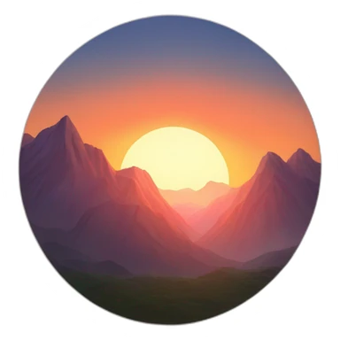 the sun setting behind the mountains sticker