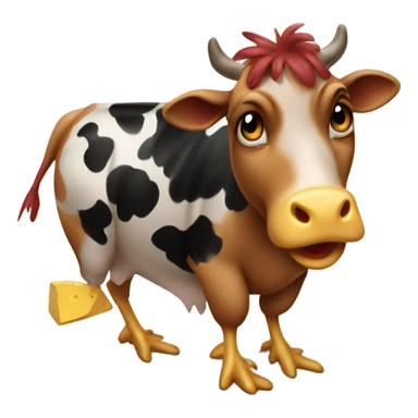 A cute girl chicken stealing a cow  sticker