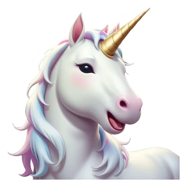 Cinematic Cute Yawning White Unicorn Portrait Emoji, Head tilted slightly with a dramatic, wide-open yawn, showcasing a softly elegant form with a gently cascading mane, a subtly glowing horn and sleepy, half-closed eyes, Simplified yet irresistibly adorable features, highly detailed, glowing with a soft, cozy magical glow, high shine, relaxed yet expressive, stylized with a dash of whimsical enchantment, soft glowing outline, capturing the essence of a drowsy yet affectionate white unicorn that appears ready to stretch and yawn its way out of the screen! sticker