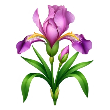 bouquet Pink Iris, luxuriant, leaf, bud sticker
