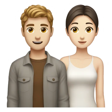 couple that is south korean girl and brown haired white guy sticker