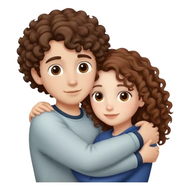 curly hair boy hugging girl sticker